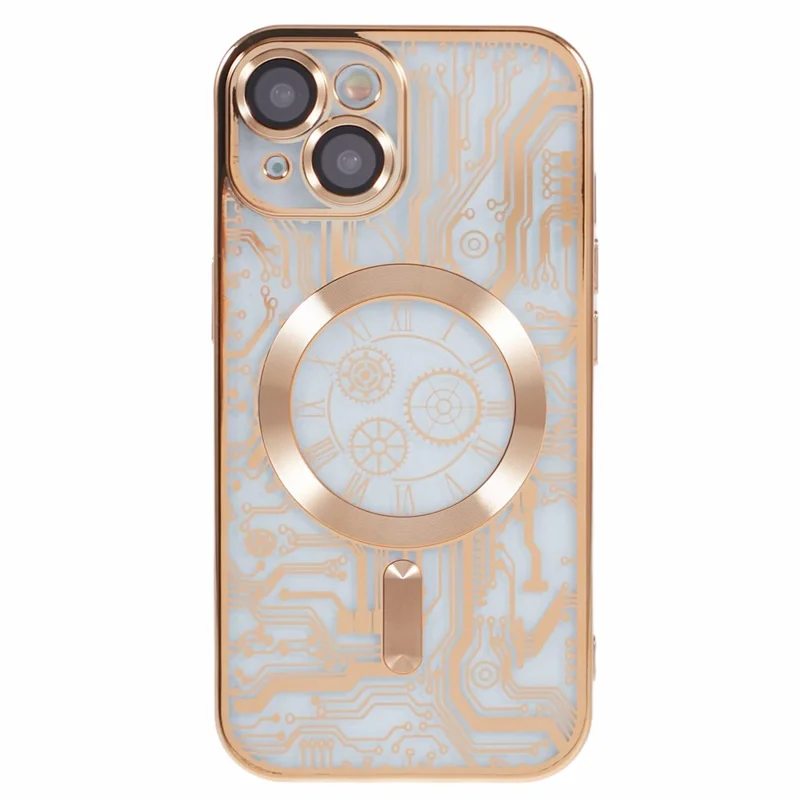 AR Series For iPhone 15 Magnetic Case Electroplating Soft TPU Cover Compatible with MagSafe - Gold
