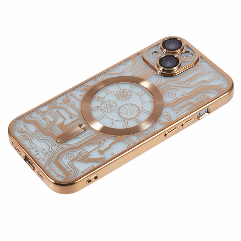 AR Series For iPhone 15 Magnetic Case Electroplating Soft TPU Cover Compatible with MagSafe - Gold