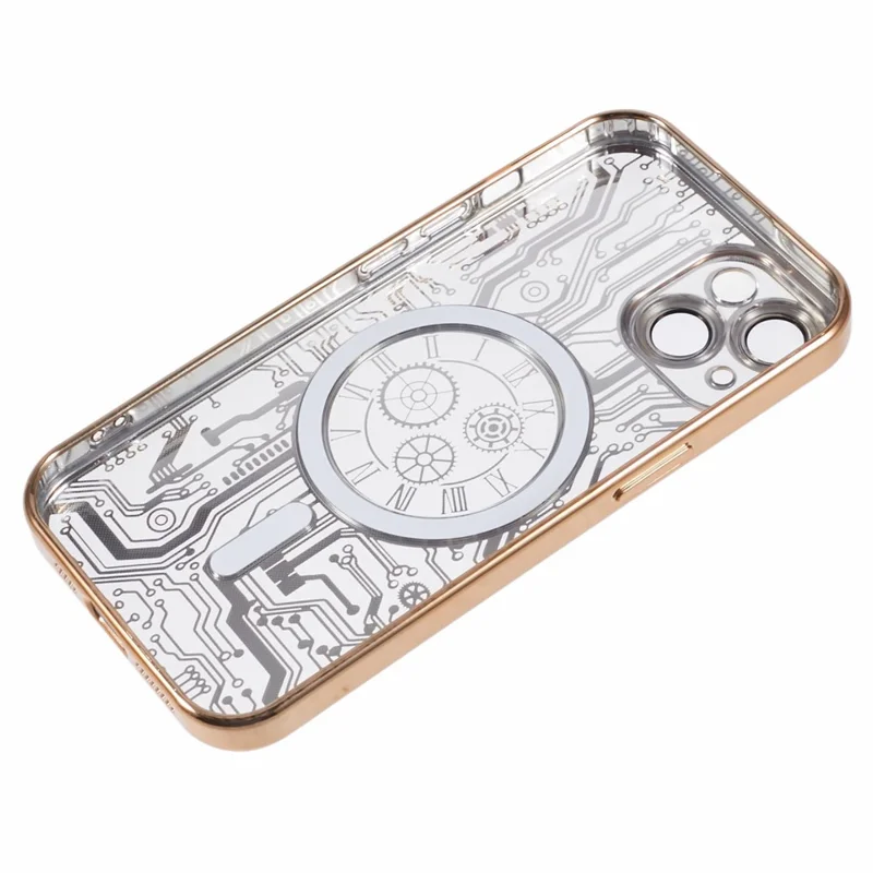 AR Series For iPhone 15 Magnetic Case Electroplating Soft TPU Cover Compatible with MagSafe - Gold