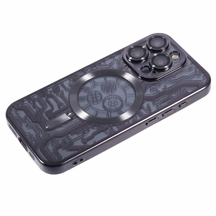 Serie AR para el caso del iPhone 15 Pro Max compatible con MagSafe Electroplating TPU Cover Soft Case - Negro