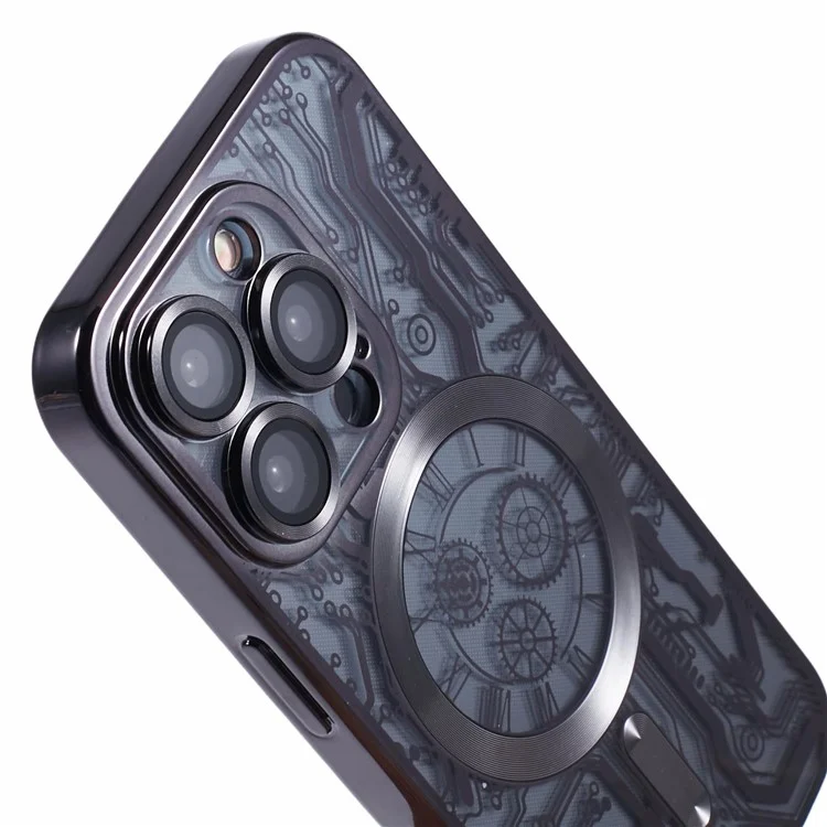 Serie AR para el caso del iPhone 15 Pro Max compatible con MagSafe Electroplating TPU Cover Soft Case - Negro