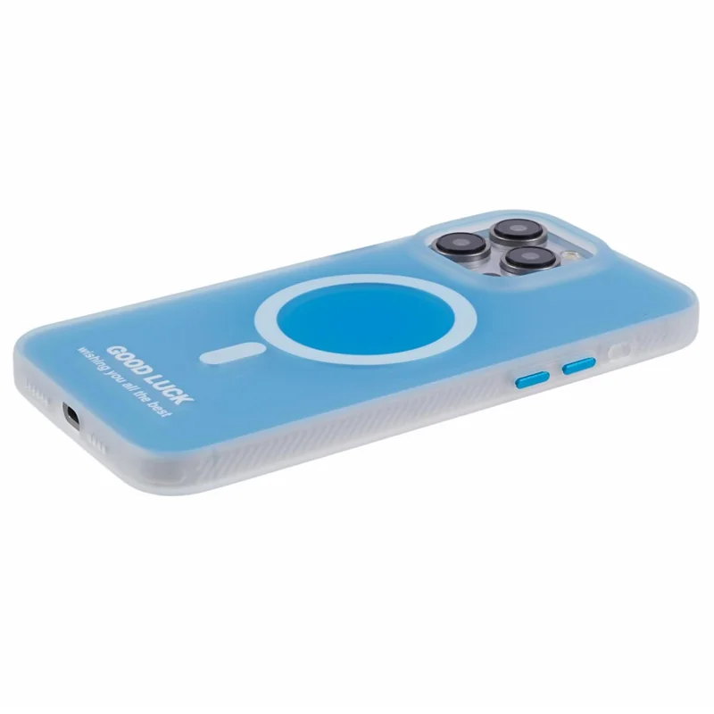PP Series for iPhone 15 Pro Case Compatible with MagSafe Matte Back IMD Phone Cover - Translucent Blue