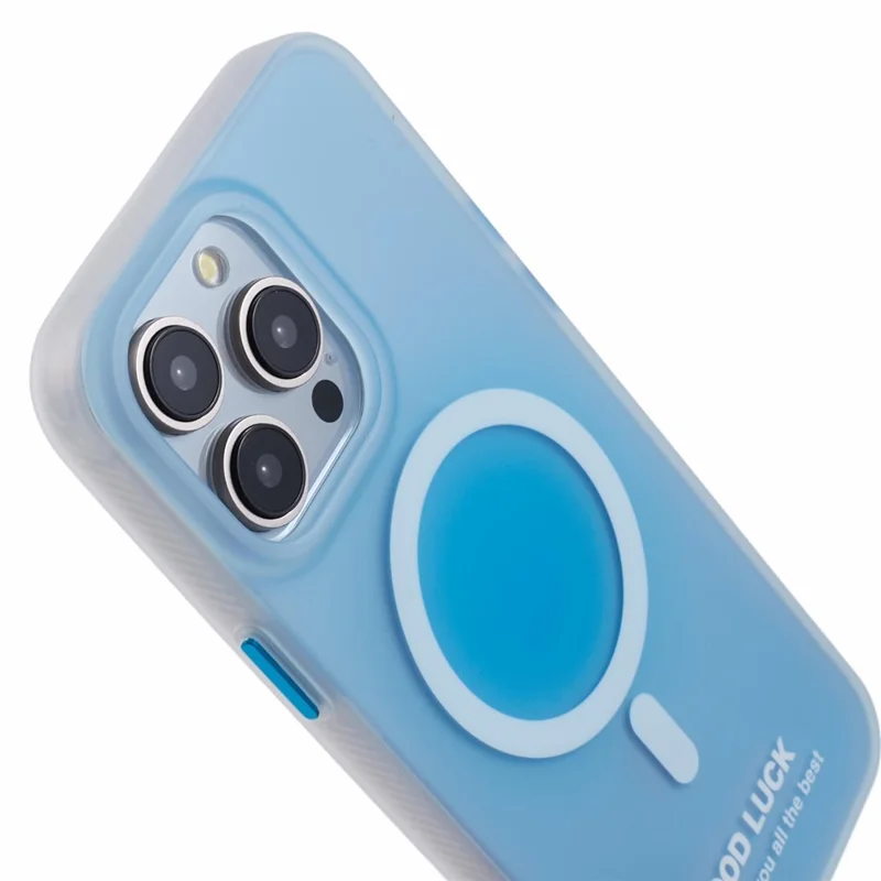 PP Series for iPhone 15 Pro Case Compatible with MagSafe Matte Back IMD Phone Cover - Translucent Blue