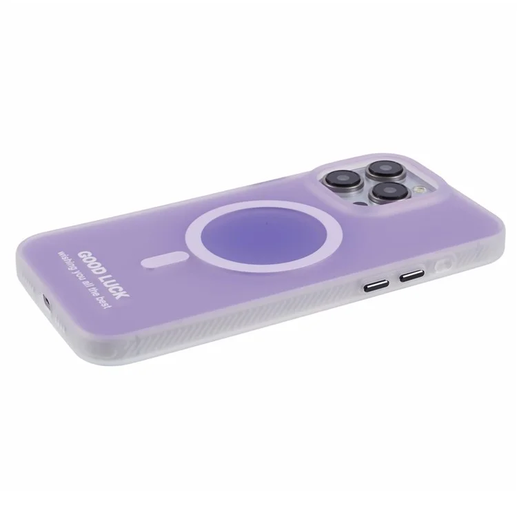 Série PP Pour L'iphone 14 Pro Boîtier Magnétique Couverture de Téléphone Anti-doigt - Violet Translucide