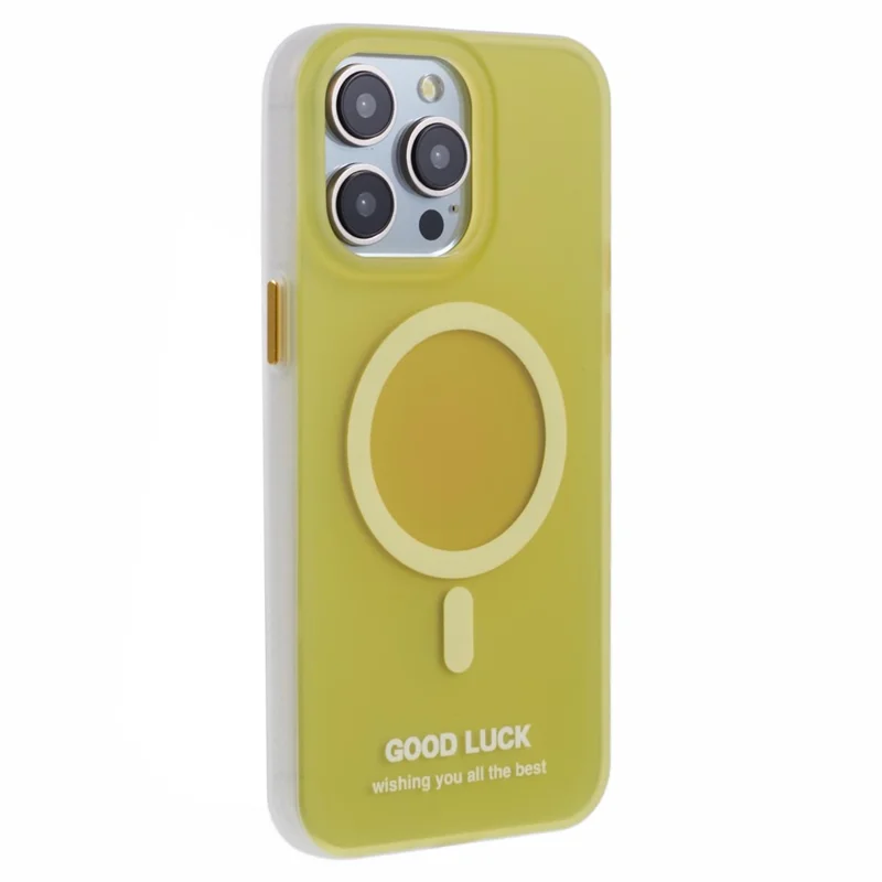 PP Series for iPhone 14 Pro Magnetic Case Skin-Touch Anti-Fingerprints Phone Cover - Translucent Yellow