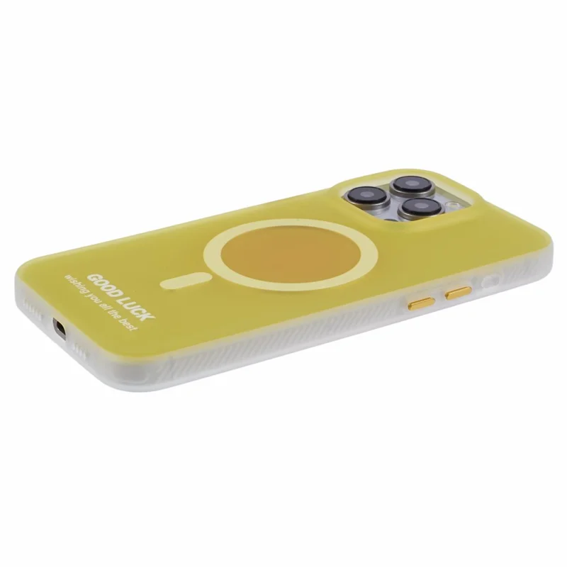 PP Series for iPhone 14 Pro Magnetic Case Skin-Touch Anti-Fingerprints Phone Cover - Translucent Yellow
