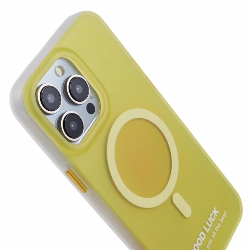 PP Series for iPhone 14 Pro Magnetic Case Skin-Touch Anti-Fingerprints Phone Cover - Translucent Yellow