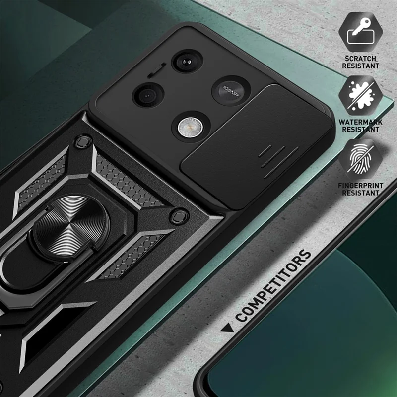 For Xiaomi Redmi Note 13 5G Phone Case Slide Lens Protection Shockproof Cover - Black