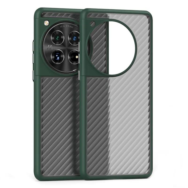For OnePlus 12 5G Case Twill Stripe PC + TPU Protective Phone Cover - Green