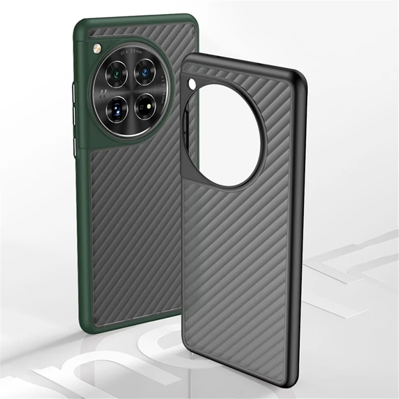 For OnePlus 12 5G Case Twill Stripe PC + TPU Protective Phone Cover - Green