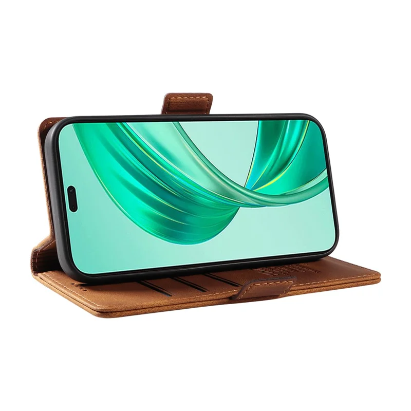 YIKATU YK-005 For Honor X8b 4G Phone Cover Skin-touch Leather Wallet Case - Brown