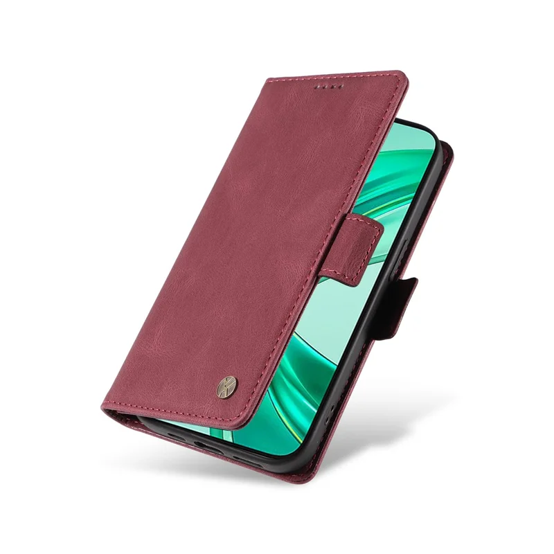YIKATU YK-005 For Honor X8b 4G Phone Cover Skin-touch Leather Wallet Case - Wine Red