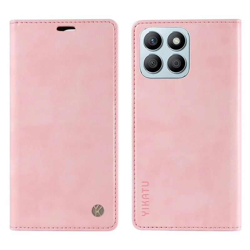 YIKATU YK-006 For Honor X8b 4G Magnetic Case Litchi Texture Stand Phone Cover - Pink