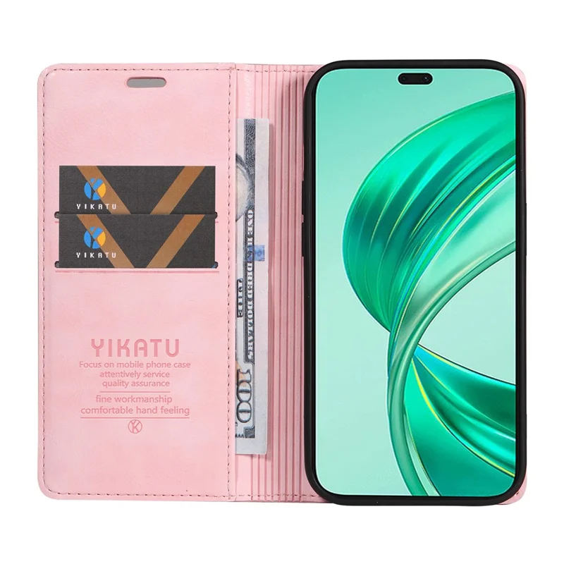 YIKATU YK-006 For Honor X8b 4G Magnetic Case Litchi Texture Stand Phone Cover - Pink