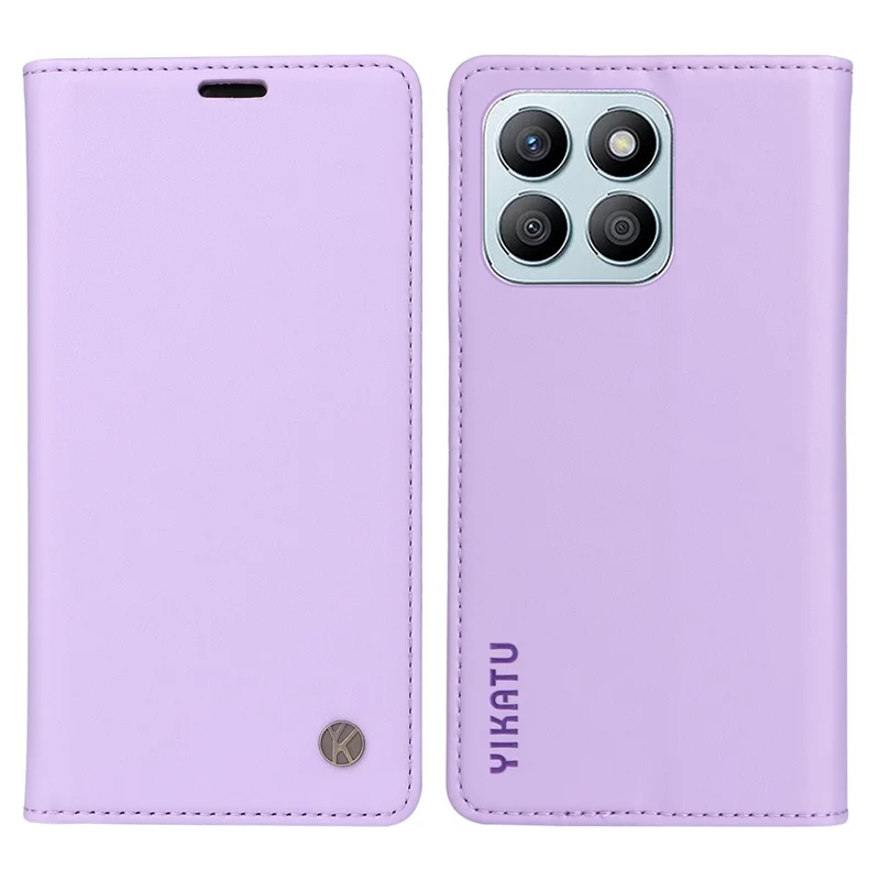 YIKATU YK-001 For Honor X8b 4G Phone Case Magnetic Closing Anti-fall Wallet Cover - Light Purple