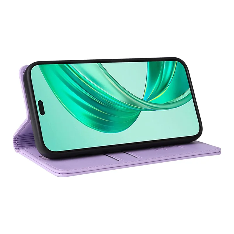 YIKATU YK-001 For Honor X8b 4G Phone Case Magnetic Closing Anti-fall Wallet Cover - Light Purple