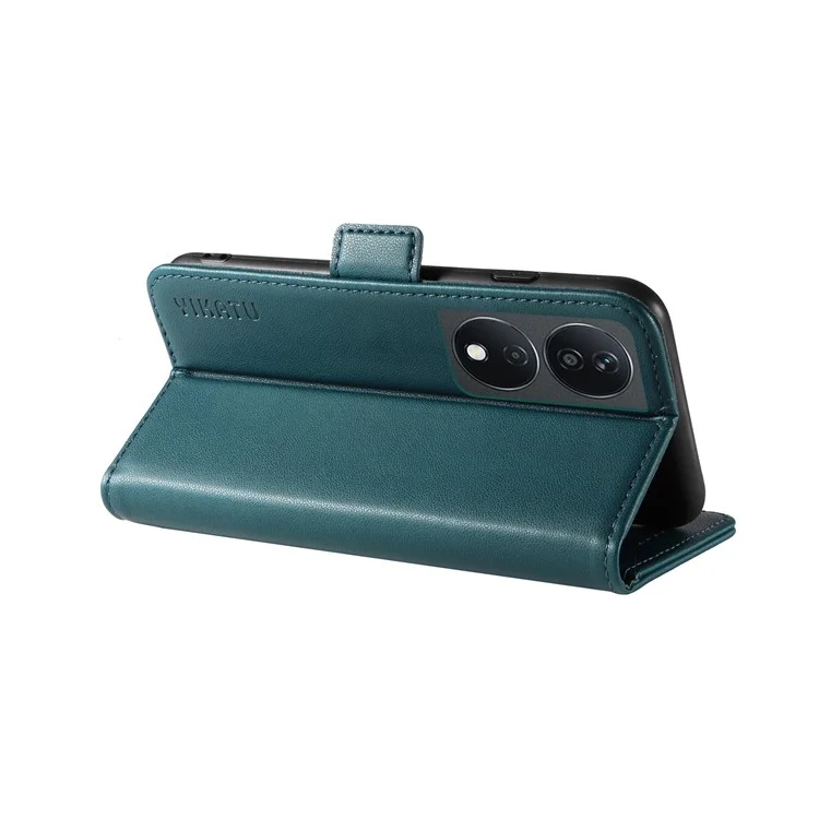 YIKATU YK-003 For Honor X7b 4G / 90 Smart Case Leather Side Magnetic Clasp Phone Stand Cover - Verde