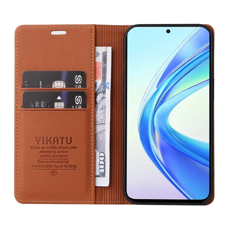 YIKATU YK-001 Per Honor X7b 4G / 90 Custodia per telefono cellulare Smart Chiusura magnetica in pelle PU + copertura TPU - Marrone