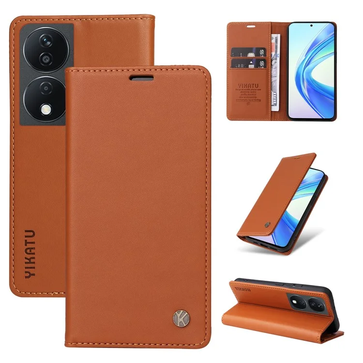 YIKATU YK-001 Per Honor X7b 4G / 90 Custodia per telefono cellulare Smart Chiusura magnetica in pelle PU + copertura TPU - Marrone