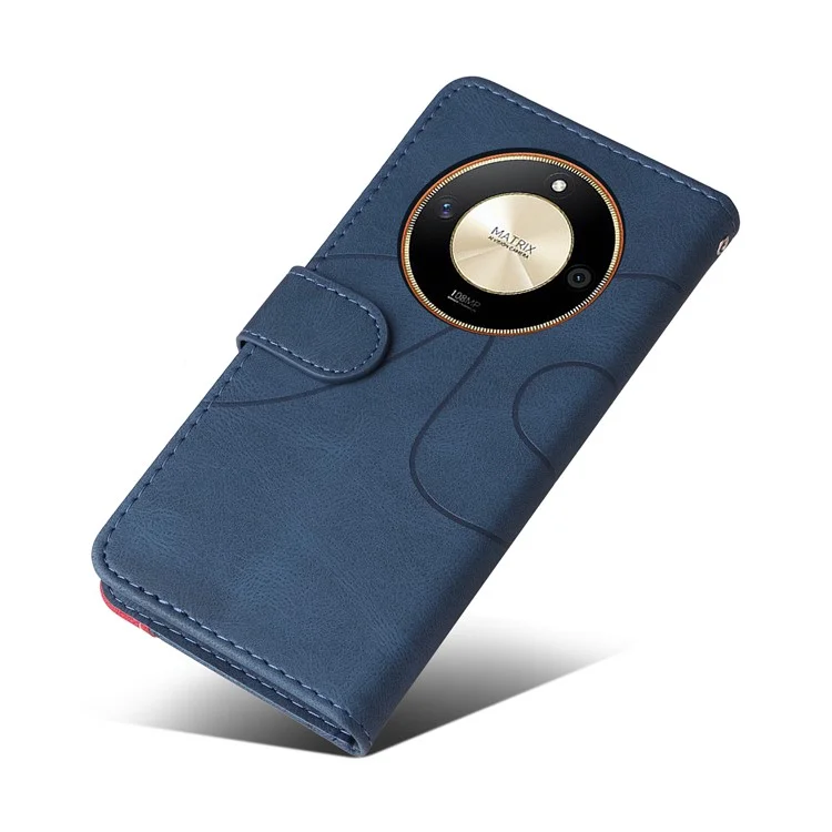 KT Leather Series-1 For Honor X50 5G / X9b 5G / Magic6 Lite 5G Leather Case Color Splicing Flip Phone Cover - Azul