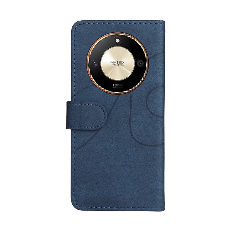 KT Leather Series-1 For Honor X50 5G / X9b 5G / Magic6 Lite 5G Leather Case Color Splicing Flip Phone Cover - Azul