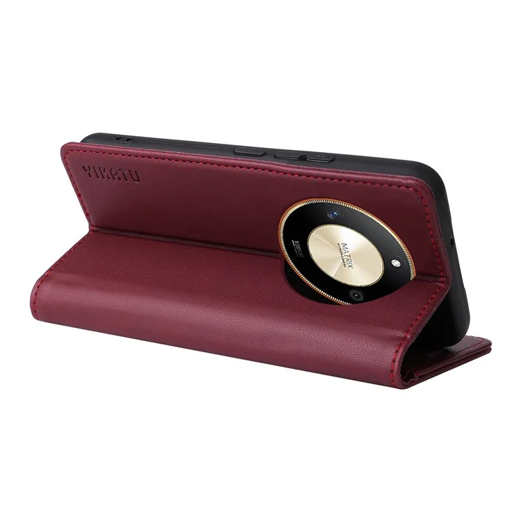 YIKATU YK-001 For Honor X50 5G / X9b 5G / Magic6 Lite 5G Case Leather Magnetic Closure Phone Cover - Wine Red