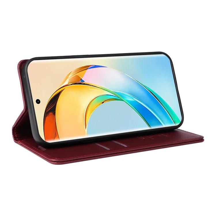 YIKATU YK-001 For Honor X50 5G / X9b 5G / Magic6 Lite 5G Case Leather Magnetic Closure Phone Cover - Wine Red