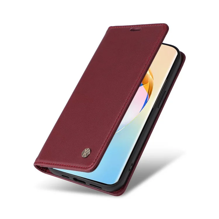 YIKATU YK-001 For Honor X50 5G / X9b 5G / Magic6 Lite 5G Case Leather Magnetic Closure Phone Cover - Wine Red