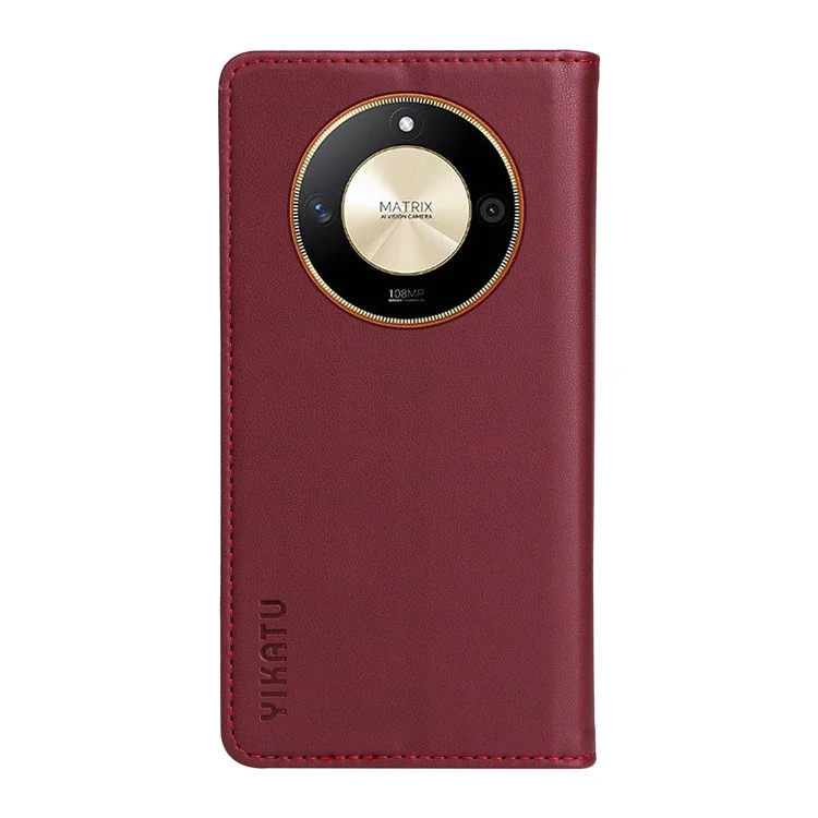 YIKATU YK-001 For Honor X50 5G / X9b 5G / Magic6 Lite 5G Case Leather Magnetic Closure Phone Cover - Wine Red