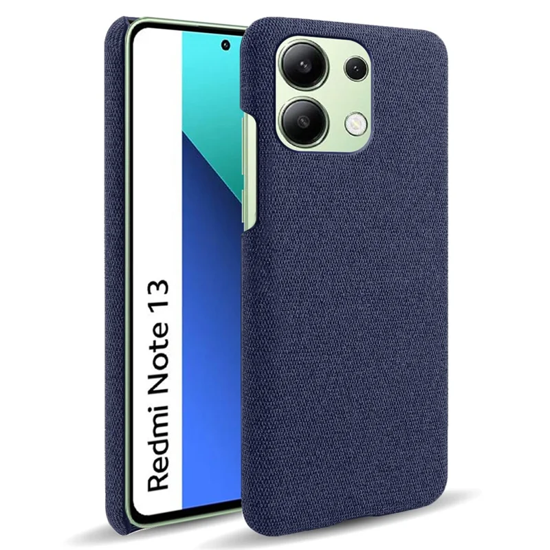 For Xiaomi Redmi Note 13 4G Phone Case Hard PC+Cloth Anti-slip Cover - Blue