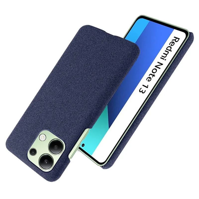 For Xiaomi Redmi Note 13 4G Phone Case Hard PC+Cloth Anti-slip Cover - Blue