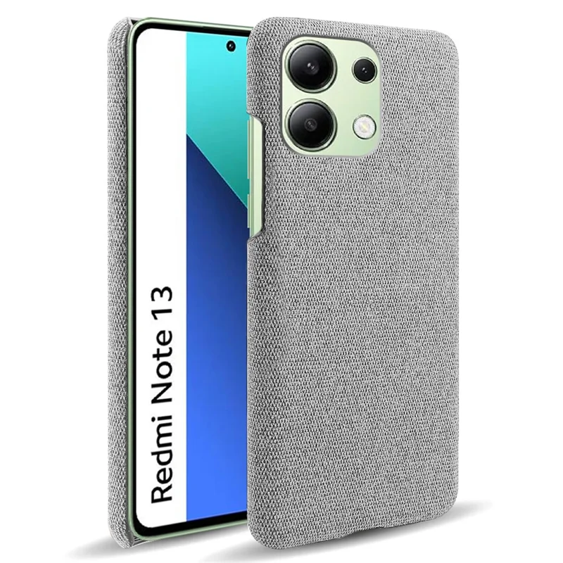 For Xiaomi Redmi Note 13 4G Phone Case Hard PC+Cloth Anti-slip Cover - Light Grey