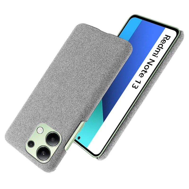 For Xiaomi Redmi Note 13 4G Phone Case Hard PC+Cloth Anti-slip Cover - Light Grey