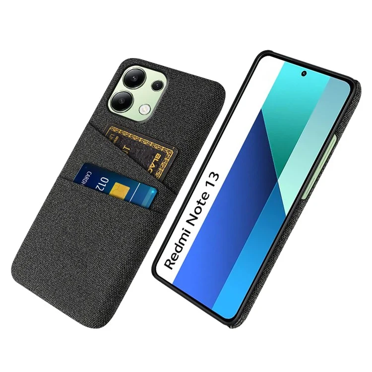 Pour étui de téléphone Xiaomi Redmi Note 13 4G, étui de protection rigide avec porte-cartes double - Noir