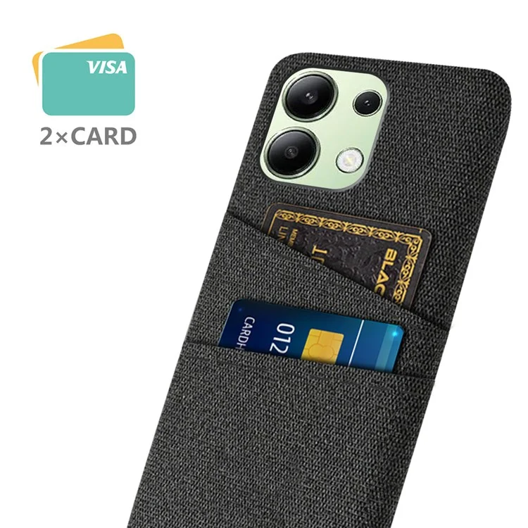 Pour étui de téléphone Xiaomi Redmi Note 13 4G, étui de protection rigide avec porte-cartes double - Noir