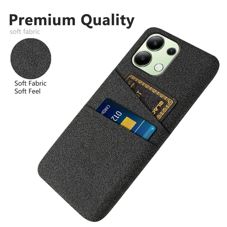 Pour étui de téléphone Xiaomi Redmi Note 13 4G, étui de protection rigide avec porte-cartes double - Noir