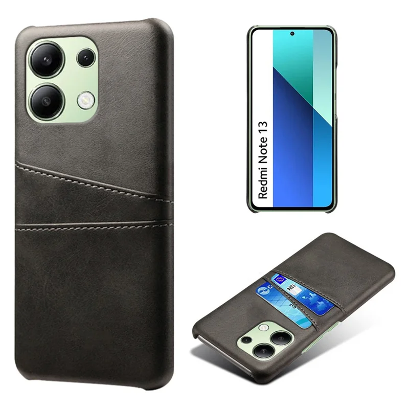 For Xiaomi Redmi Note 13 4G Phone Case Anti-Scratch Shockproof Cover with Card Holder - Black
