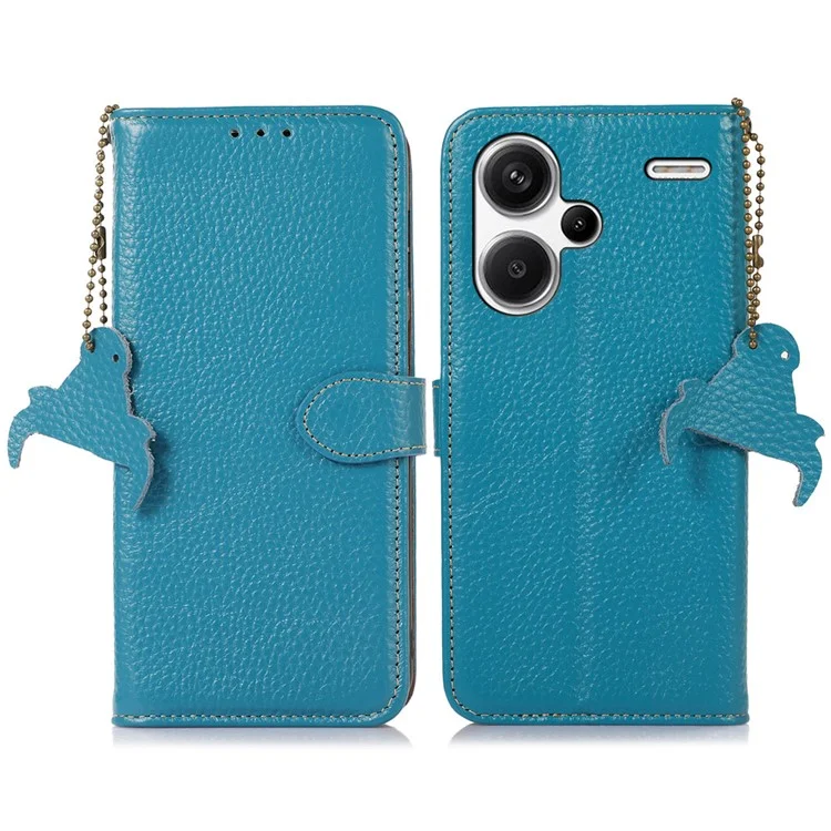 For Xiaomi Redmi Note 13 Pro+ 5G Phone Case Wallet Cover Litchi Texture RFID Blocking - Blue