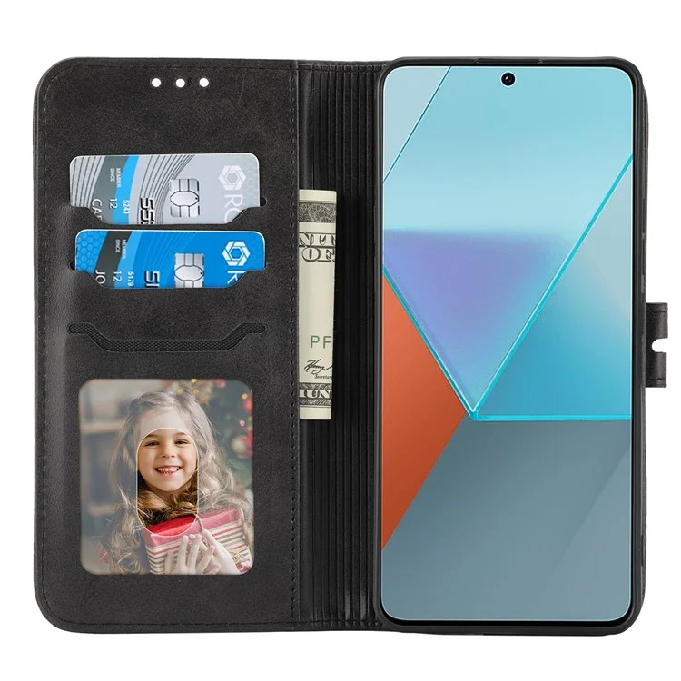 For Xiaomi Redmi Note 13 Pro 5G / Poco X6 5G Leather Case Happy Cat Pattern Folding Stand Phone Cover - Black