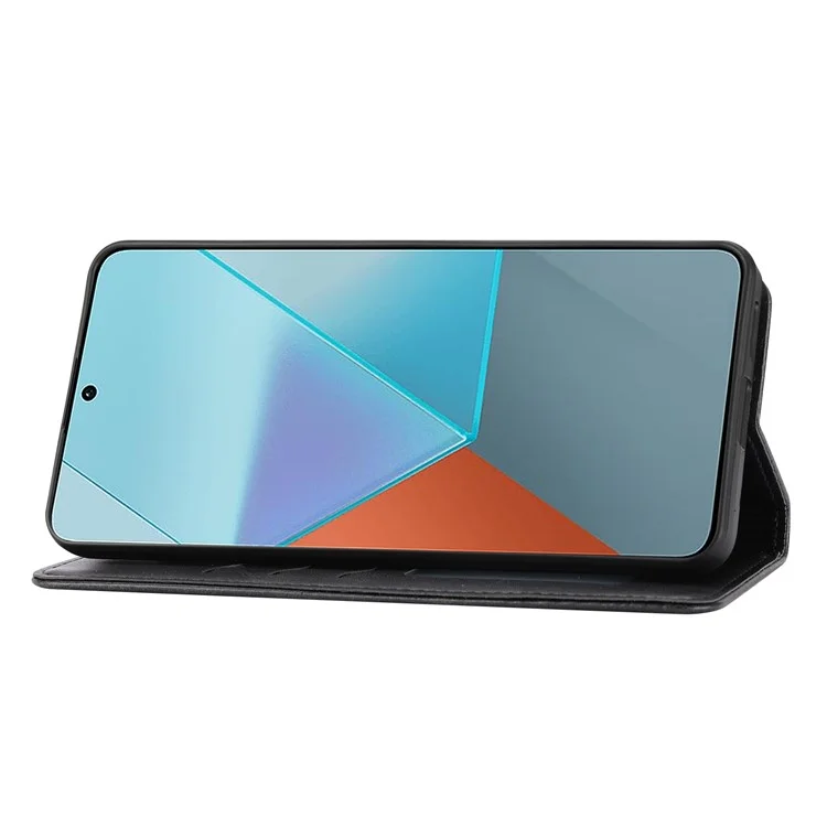 For Xiaomi Redmi Note 13 Pro 5G / Poco X6 5G Leather Case Happy Cat Pattern Folding Stand Phone Cover - Black