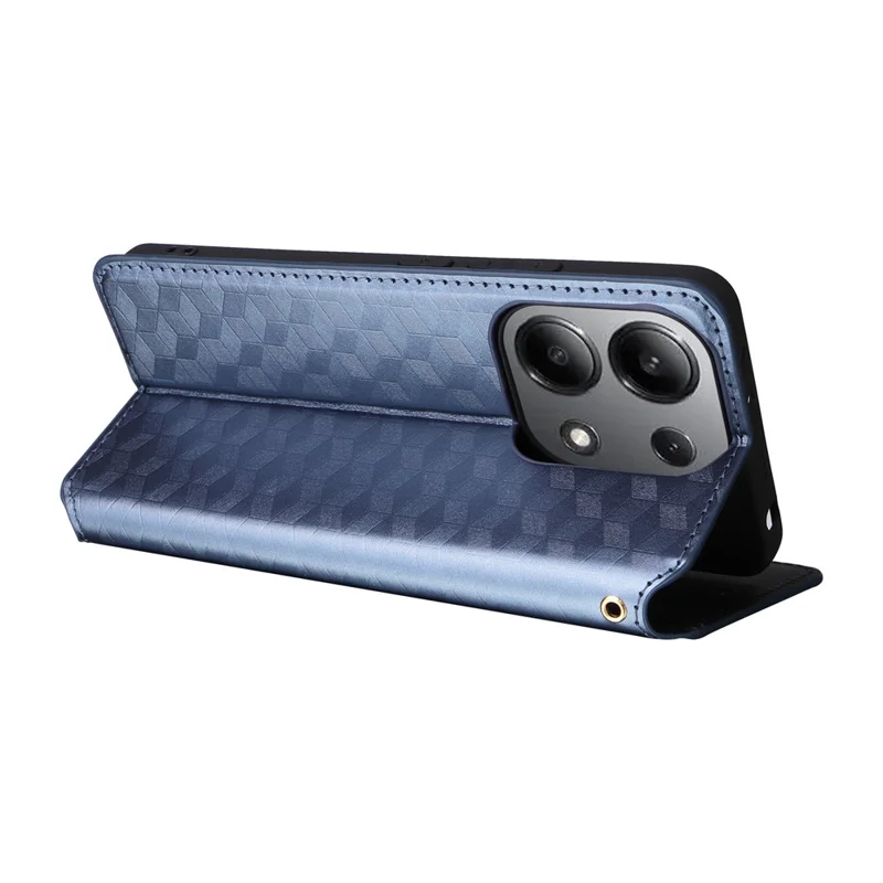 For Xiaomi Redmi Note 13 4G Wallet Case Stand Full Protection Leather Rhombus Phone Cover - Blue