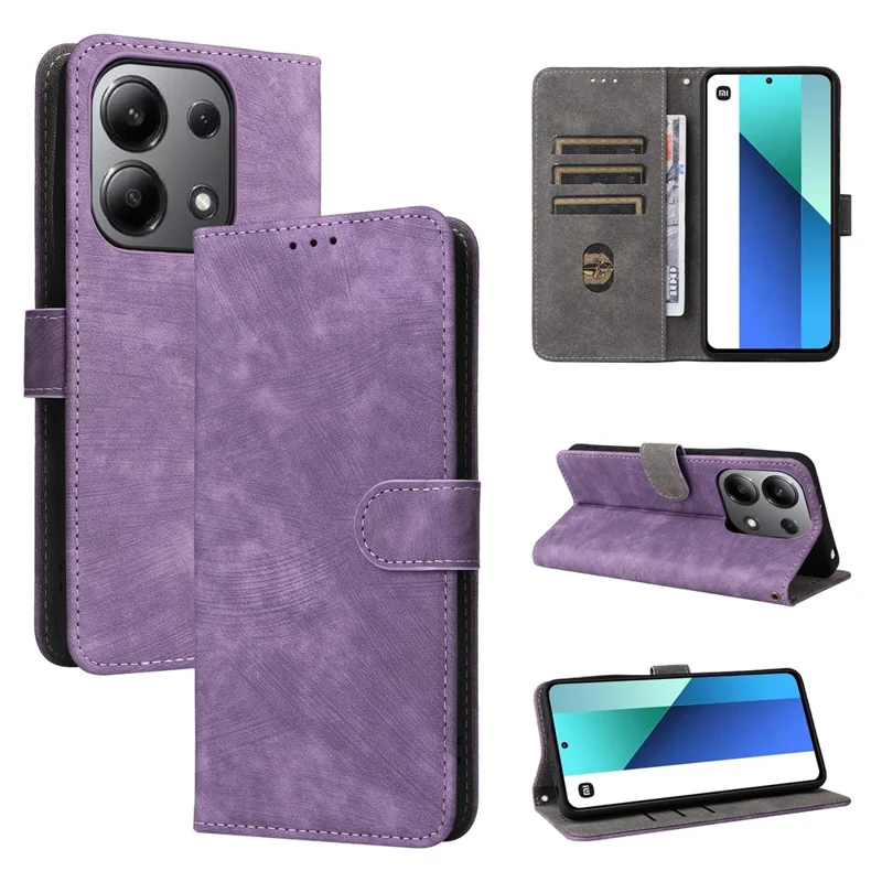 For Xiaomi Redmi Note 13 4G Wallet Leather Case Phone Cover RFID Blocking Protection - Purple