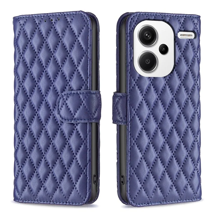BINFEN COLOR BF Style-14 Für Xiaomi Redmi Note 13 Pro+ 5G Hülle Leder Rhombus Handyhülle - Blau