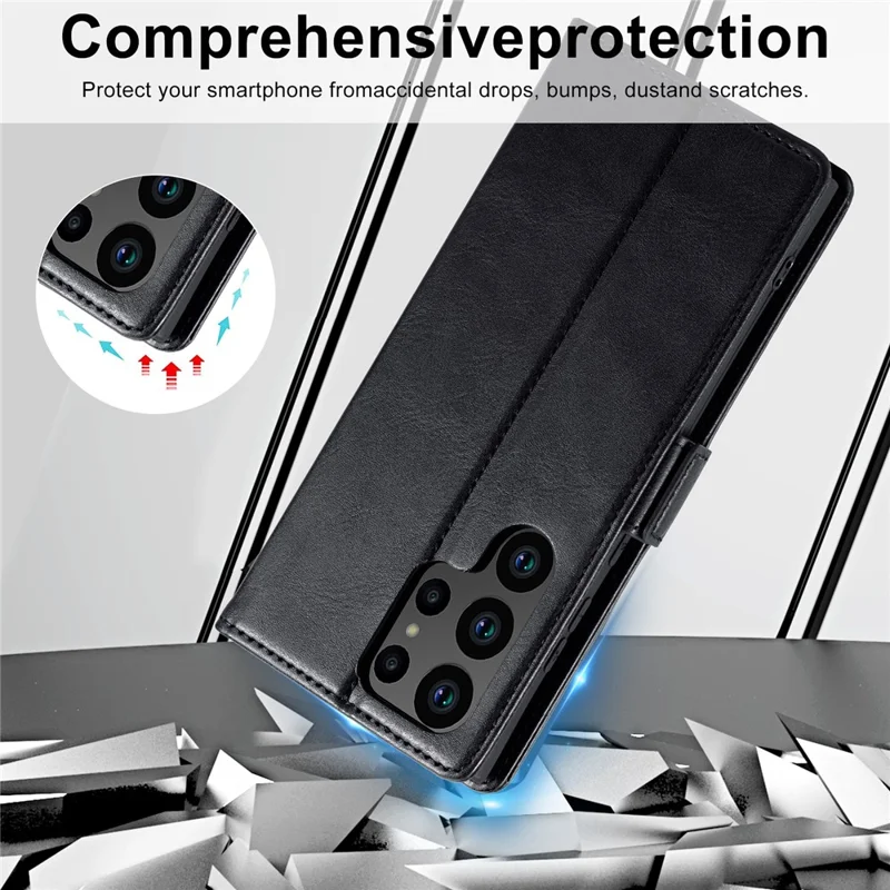 LC.IMEEKE Para Samsung Galaxy S24 Ultra Case RFID Blocking Wallet Leather Phone Cover - Preto
