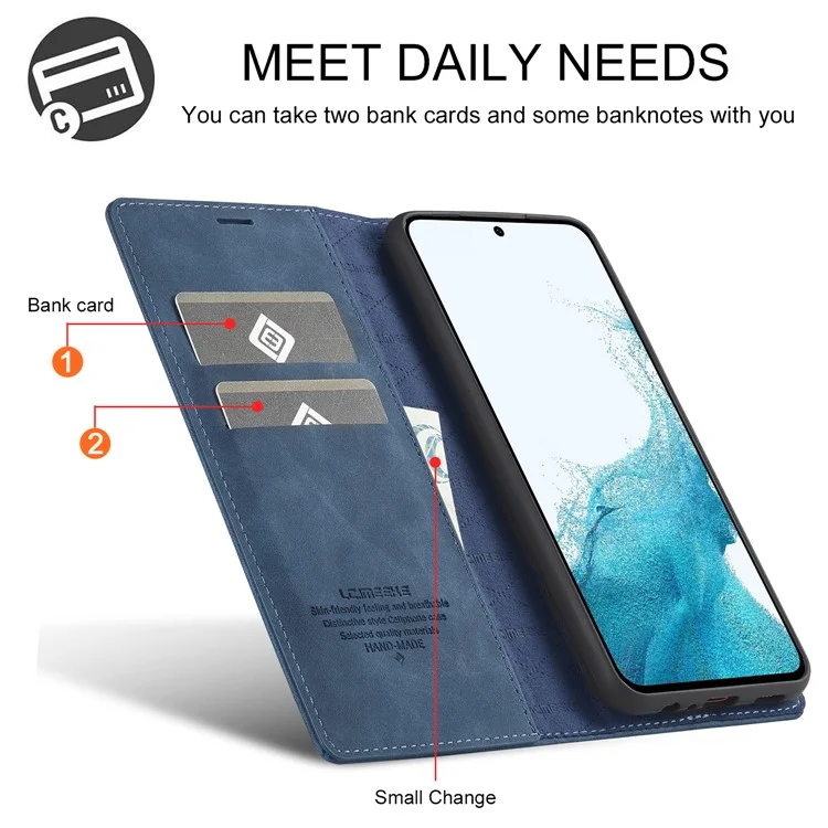 LC.IMEEKE For Samsung Galaxy A55 5G Wallet Case Microfiber Leather Phone Cover - Blue
