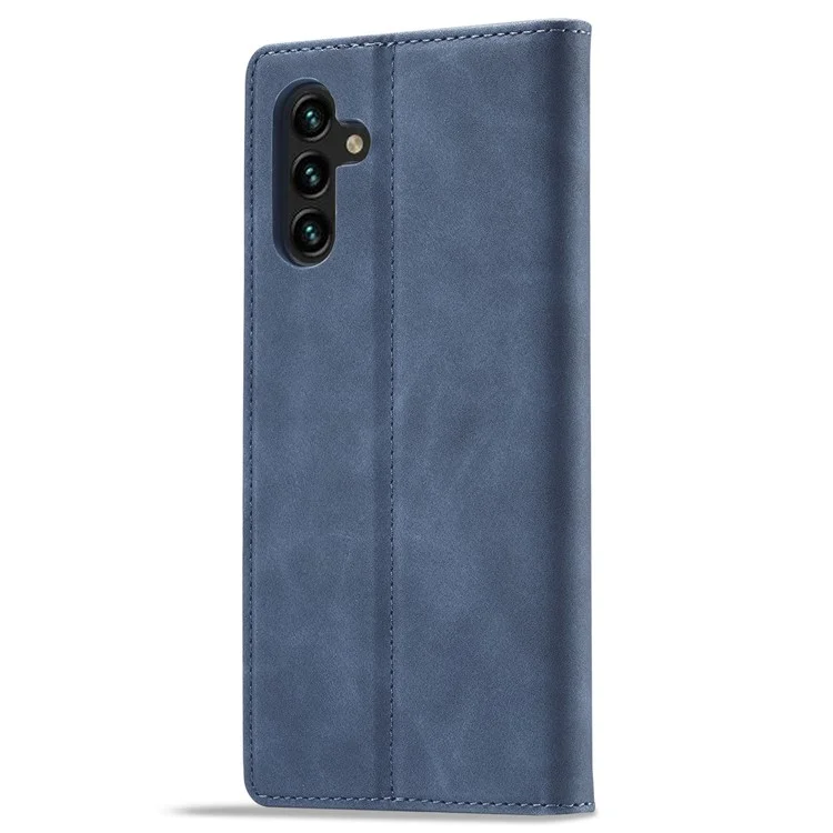LC.IMEEKE For Samsung Galaxy A55 5G Wallet Case Microfiber Leather Phone Cover - Blue