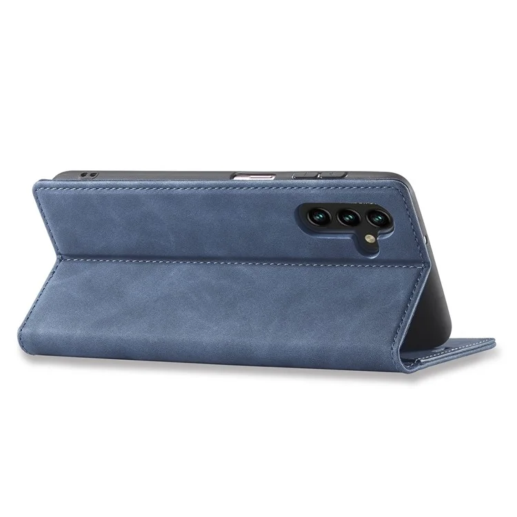 LC.IMEEKE For Samsung Galaxy A55 5G Wallet Case Microfiber Leather Phone Cover - Blue