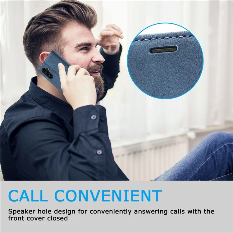 LC.IMEEKE For Samsung Galaxy A55 5G Wallet Case Microfiber Leather Phone Cover - Blue