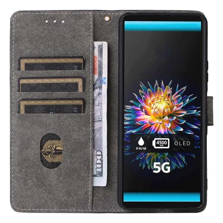Per Sony Xperia 10 III 5G Cover Flip Custodia in Pelle con Portafoglio RFID Blocking - Nero