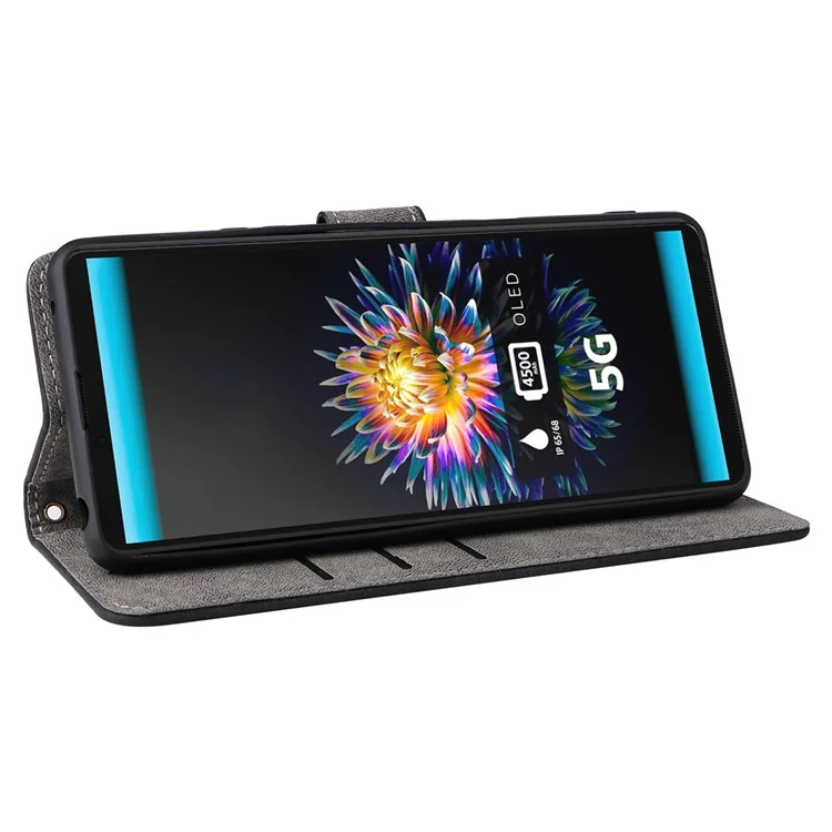 Per Sony Xperia 10 III 5G Cover Flip Custodia in Pelle con Portafoglio RFID Blocking - Nero